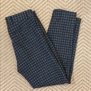 Club Monaco Sutton Slim Fit Wool Blend Checkered Pants - Black / Grey - 31